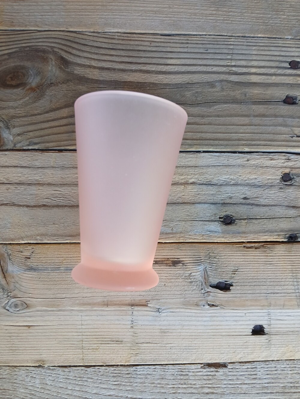 (2/15$)Frosted Pink Umbra Tumbler/ 1970s-1980s Bathroom Glass